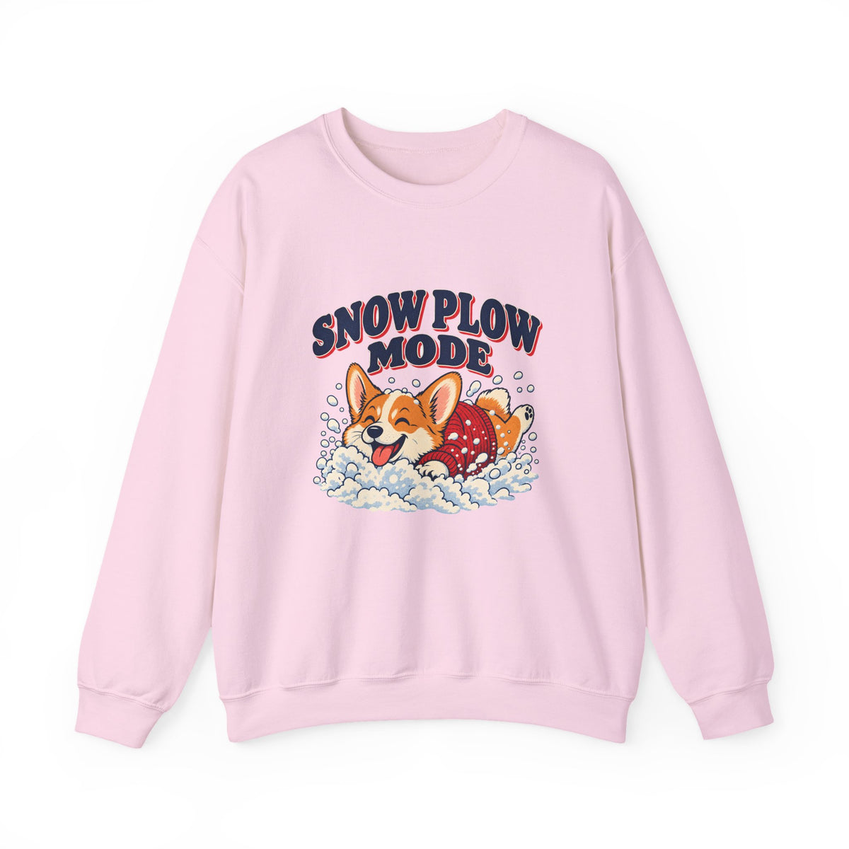 Snow Plow Mode Corgi in the Snow Sweatshirt, Corgi Winter Crewneck Sweatshirt