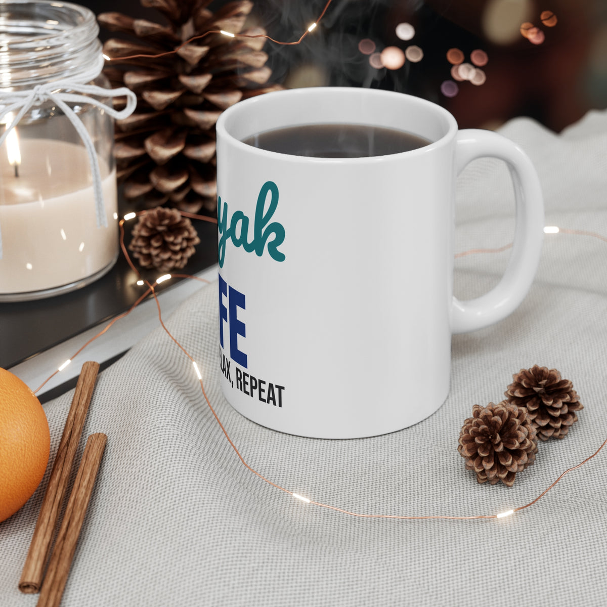 Kayak Life Paddle Relax Repeat Mug