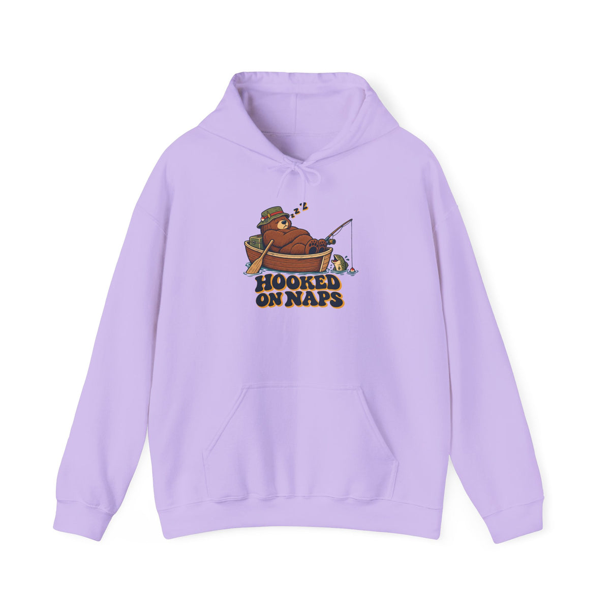 Hooked on Naps Fishing Bear Hoodie, Funny Fishing Hoodie