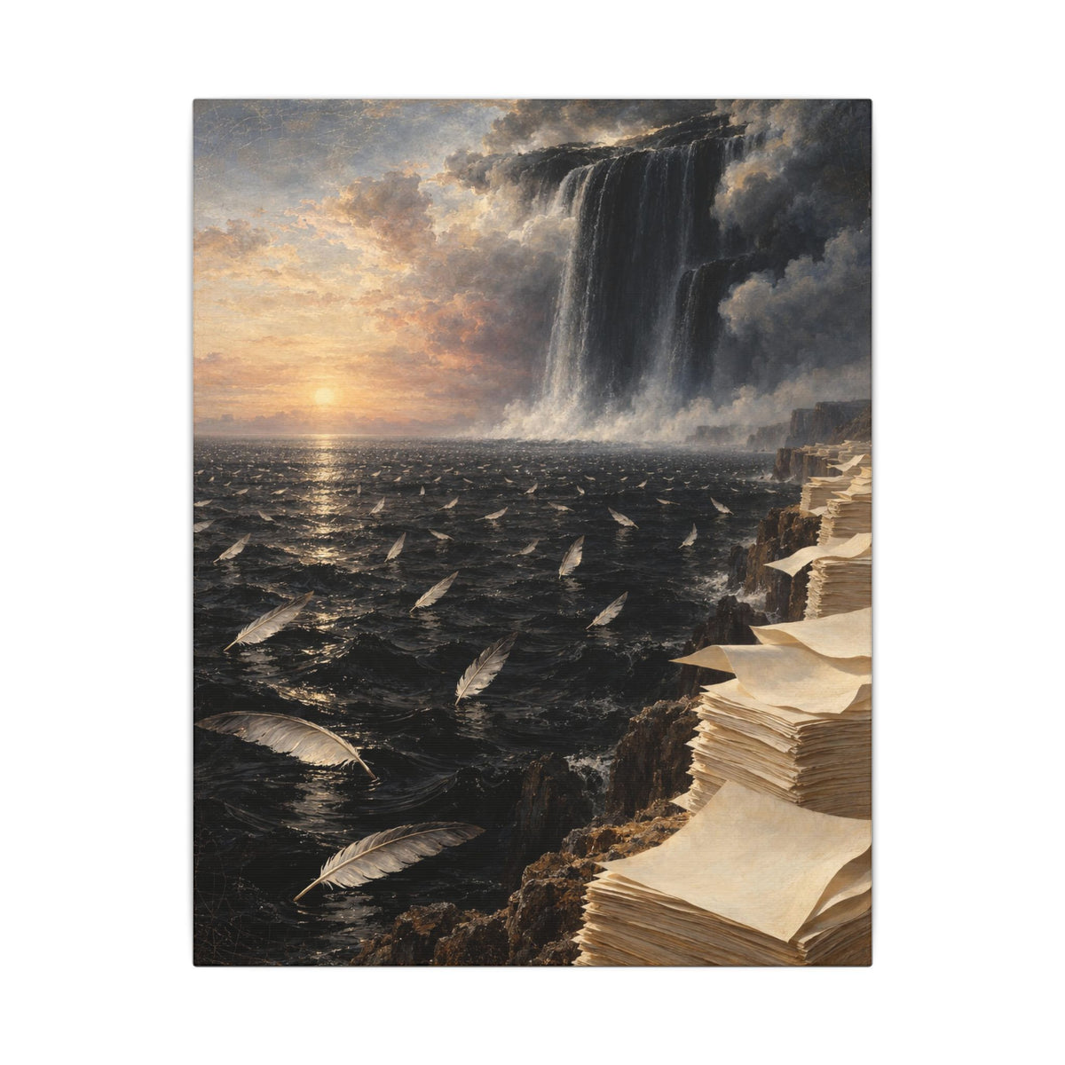 If the Sea Were Ink Canvas Wall Art, Symbolic Oil Painting Print, By Xudeyda