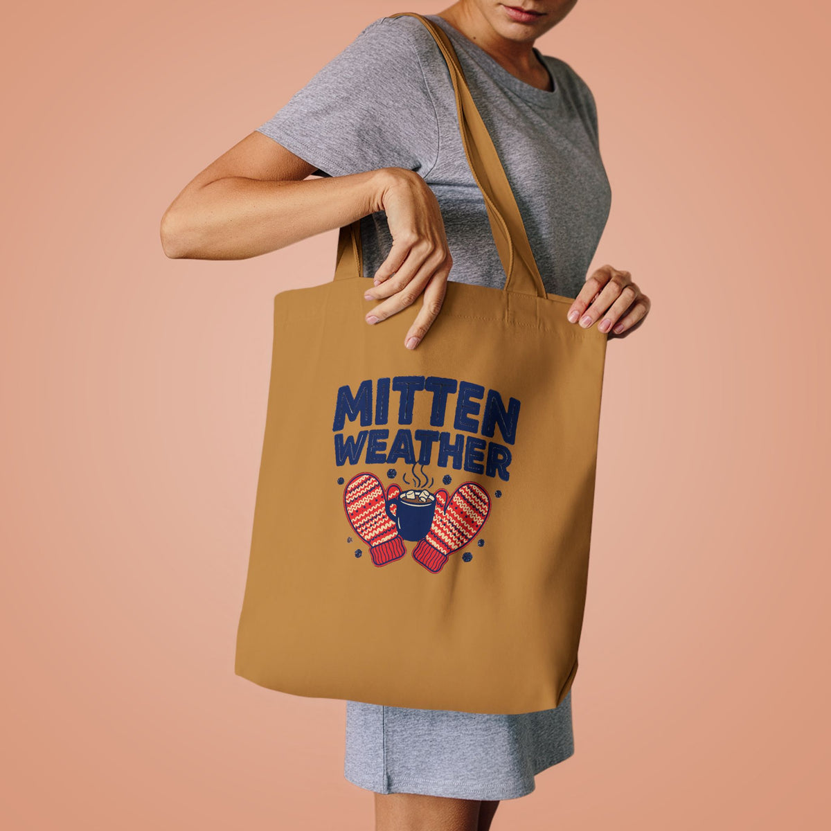 Mitten Weather Hot Cocoa Tote Bag, Mitten Weather Canvas Tote Bag