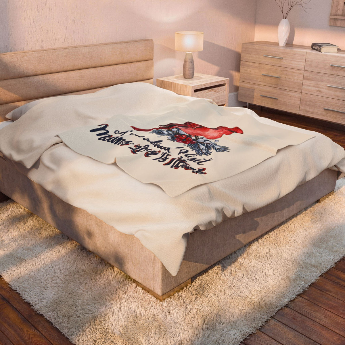 A Cardinal Visit Means Love Is Near Christmas Blanket 50x60, Plush Holiday Throw