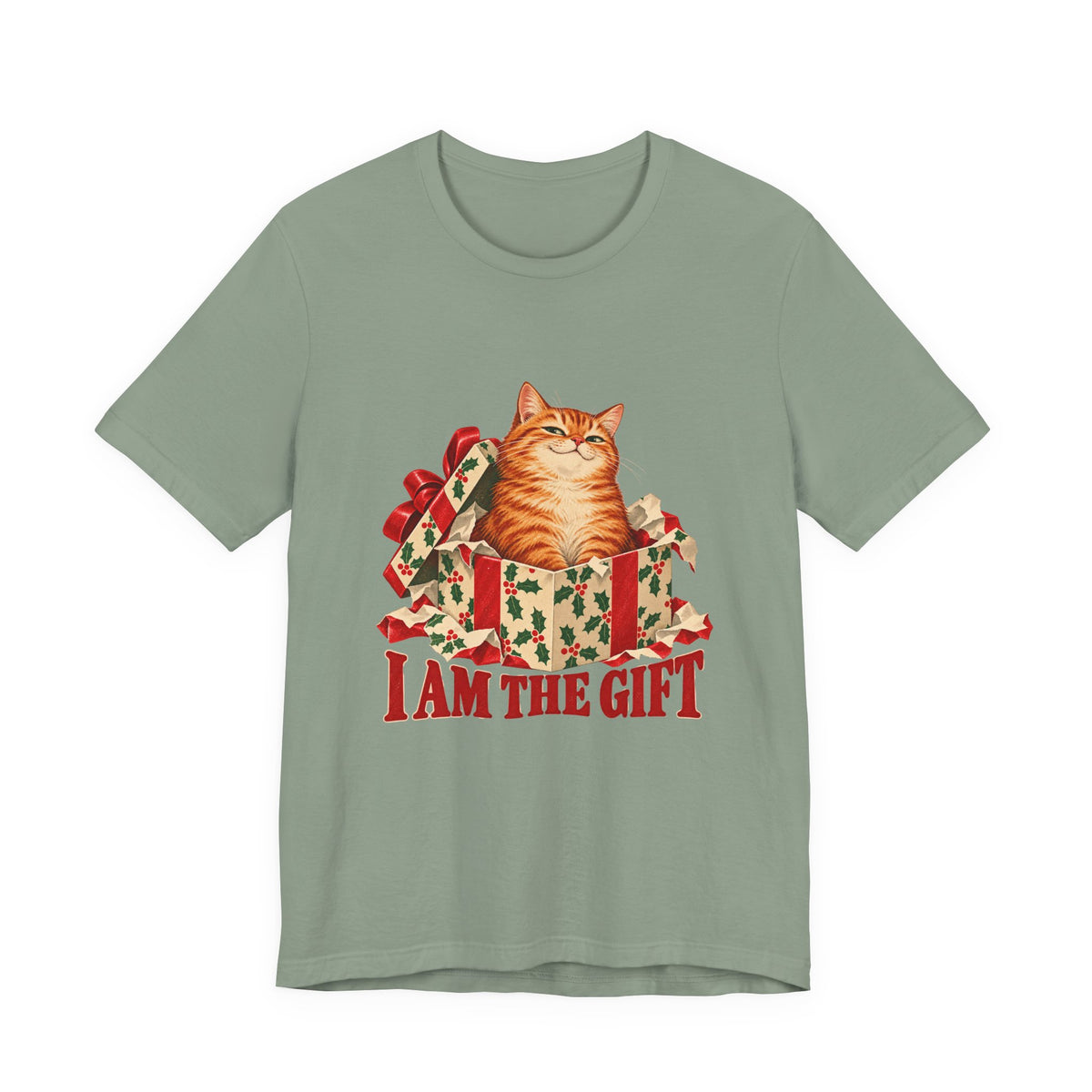 I Am the Gift Cat in a Christmas Box Shirt, Cat Christmas T-Shirt, Cat Christmas Gift