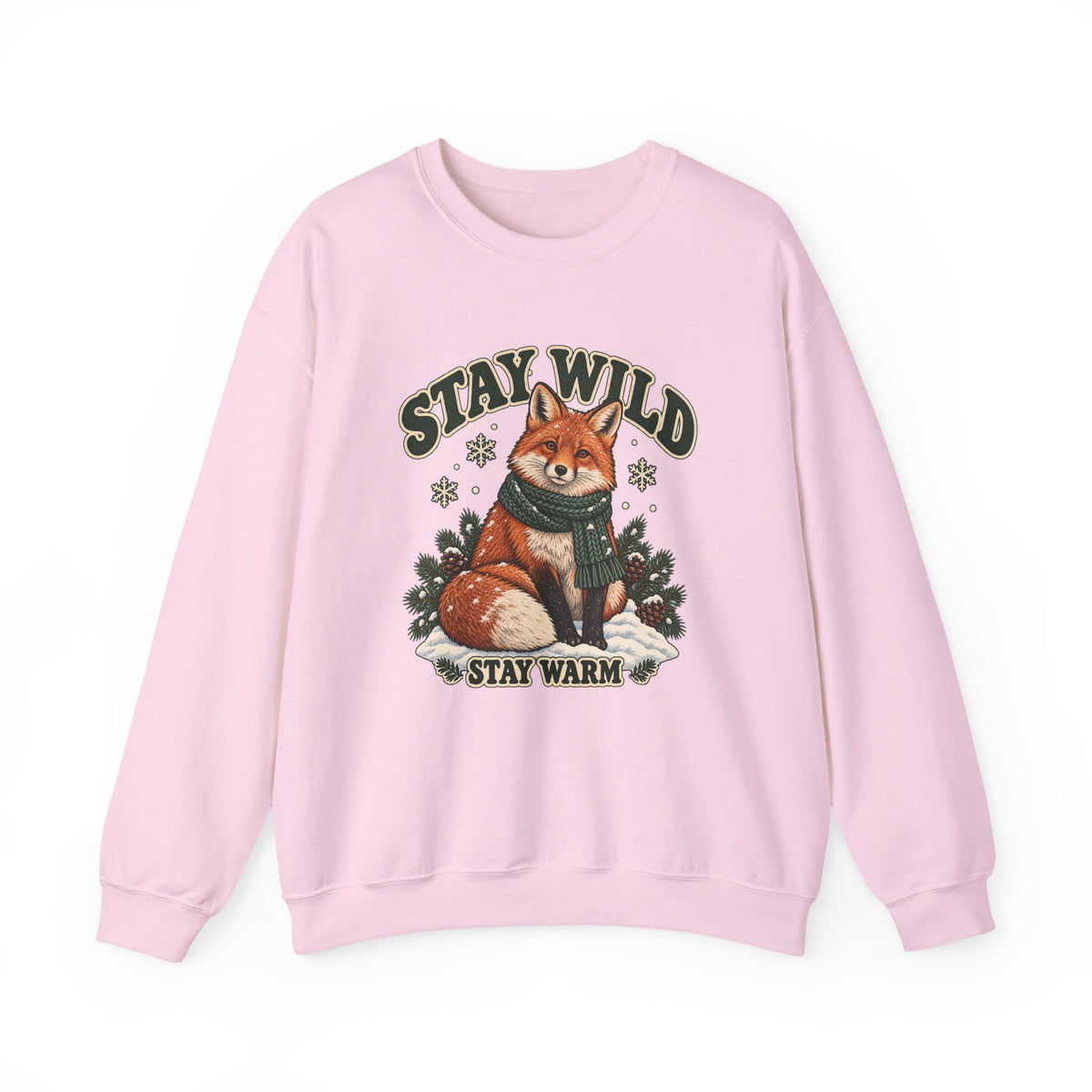 Stay Wild Stay Warm Winter Fox Sweatshirt, Winter Fox Crewneck Sweatshirt