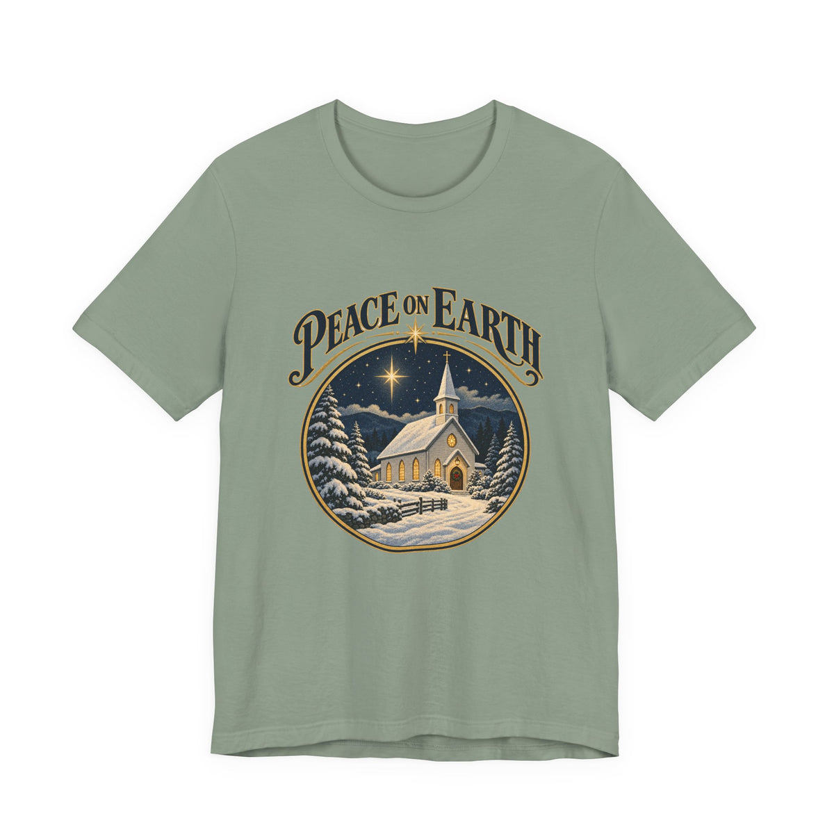 Peace on Earth Snowy Country Church Shirt, Peace on Earth Christmas T-Shirt, Peace on Earth Christmas Gift