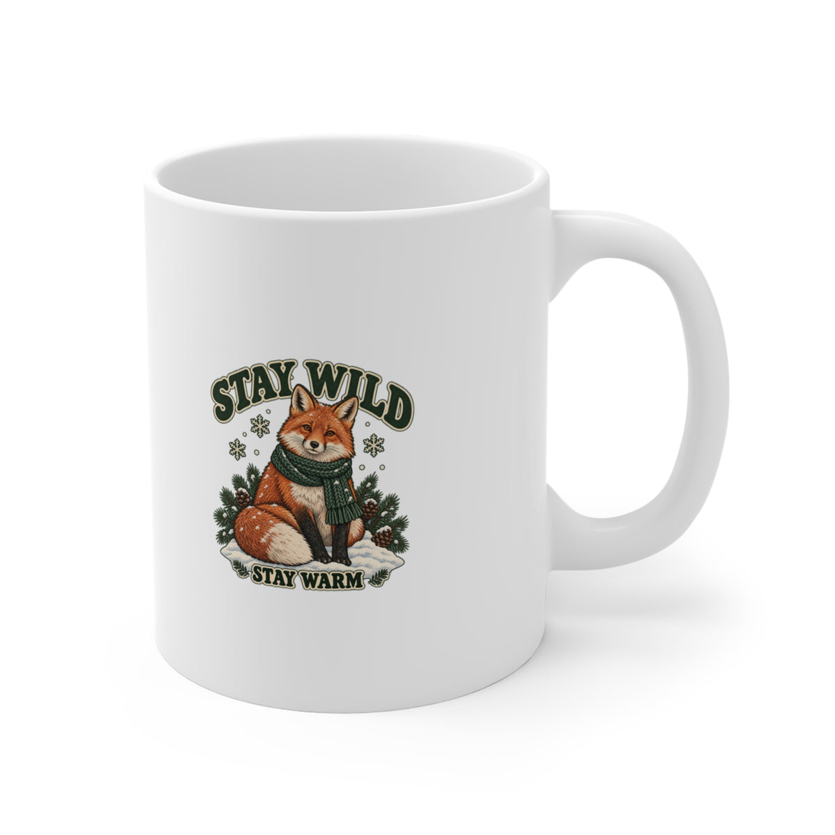 Stay Wild Stay Warm Winter Fox Mug, Winter Fox Coffee Mug 11oz lifestyle