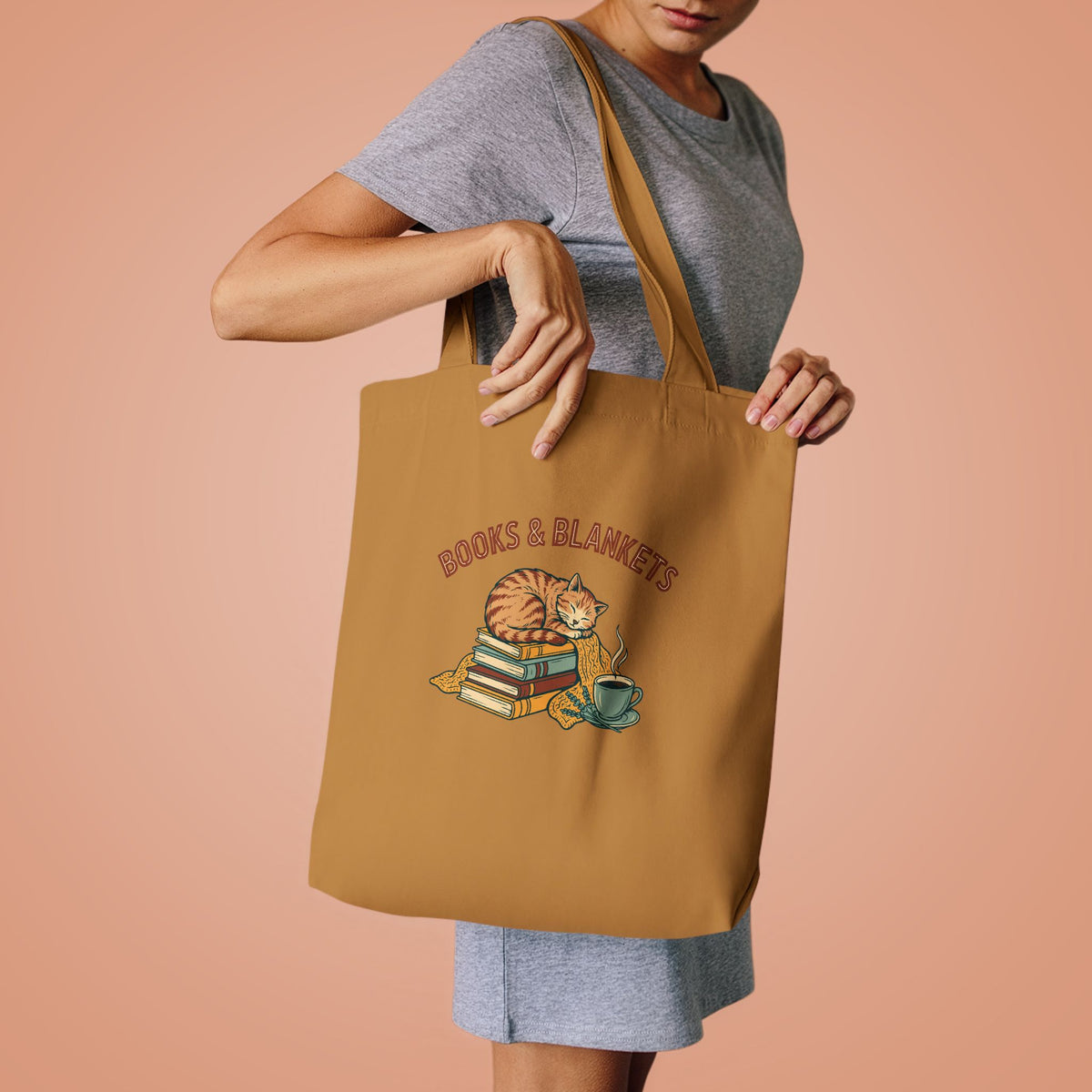 Books and Blankets Tote Bag, Book Lover Canvas Tote Bag