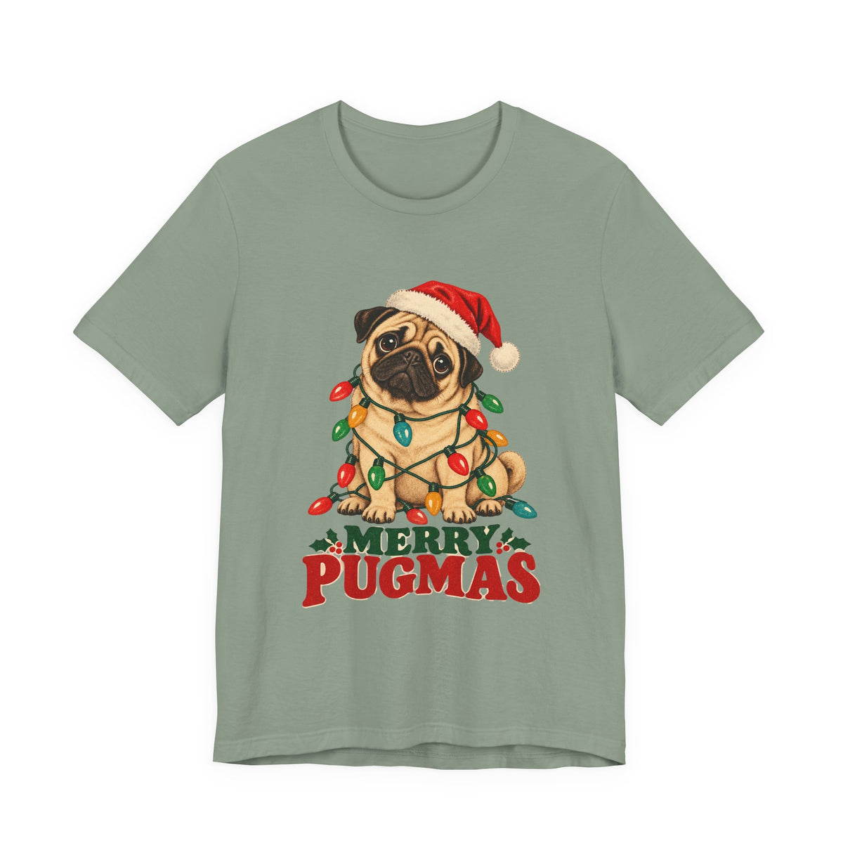 Merry Pugmas Pug in Christmas Lights Shirt, Pug Christmas T-Shirt, Pug Christmas Gift
