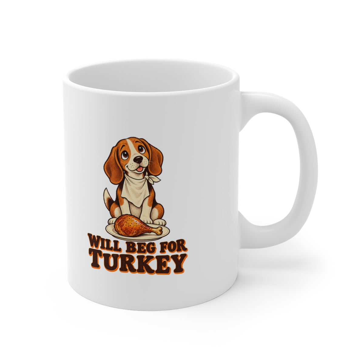Will Beg for Turkey Beagle Thanksgiving Mug, Dog Thanksgiving Coffee Mug 11oz lifestyle