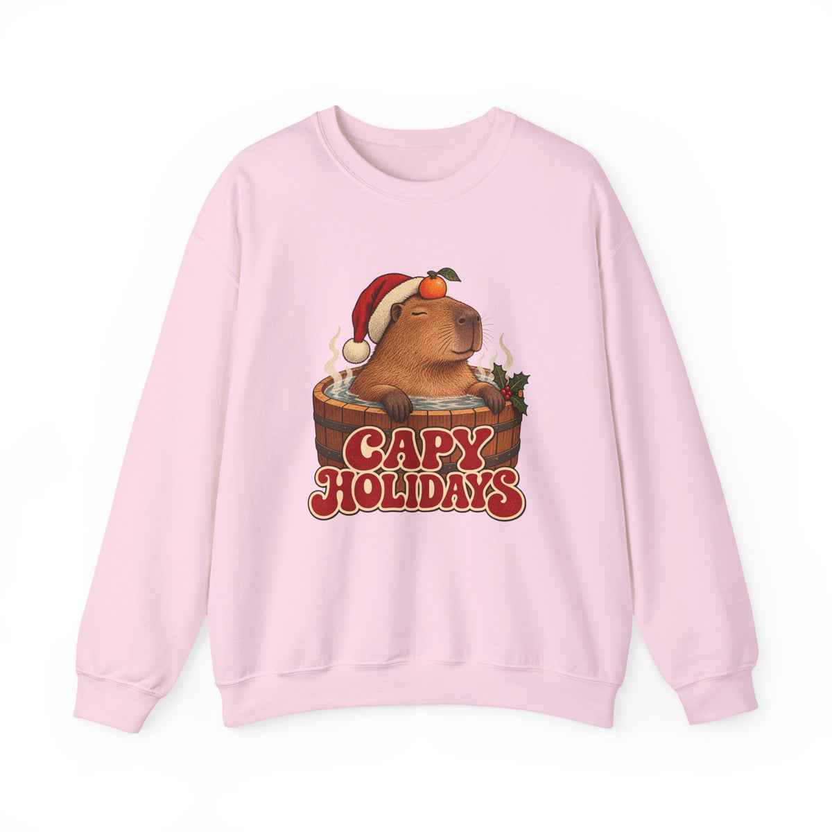 Capy Holidays Capybara in a Santa Hat Sweatshirt, Capybara Christmas Crewneck Sweatshirt