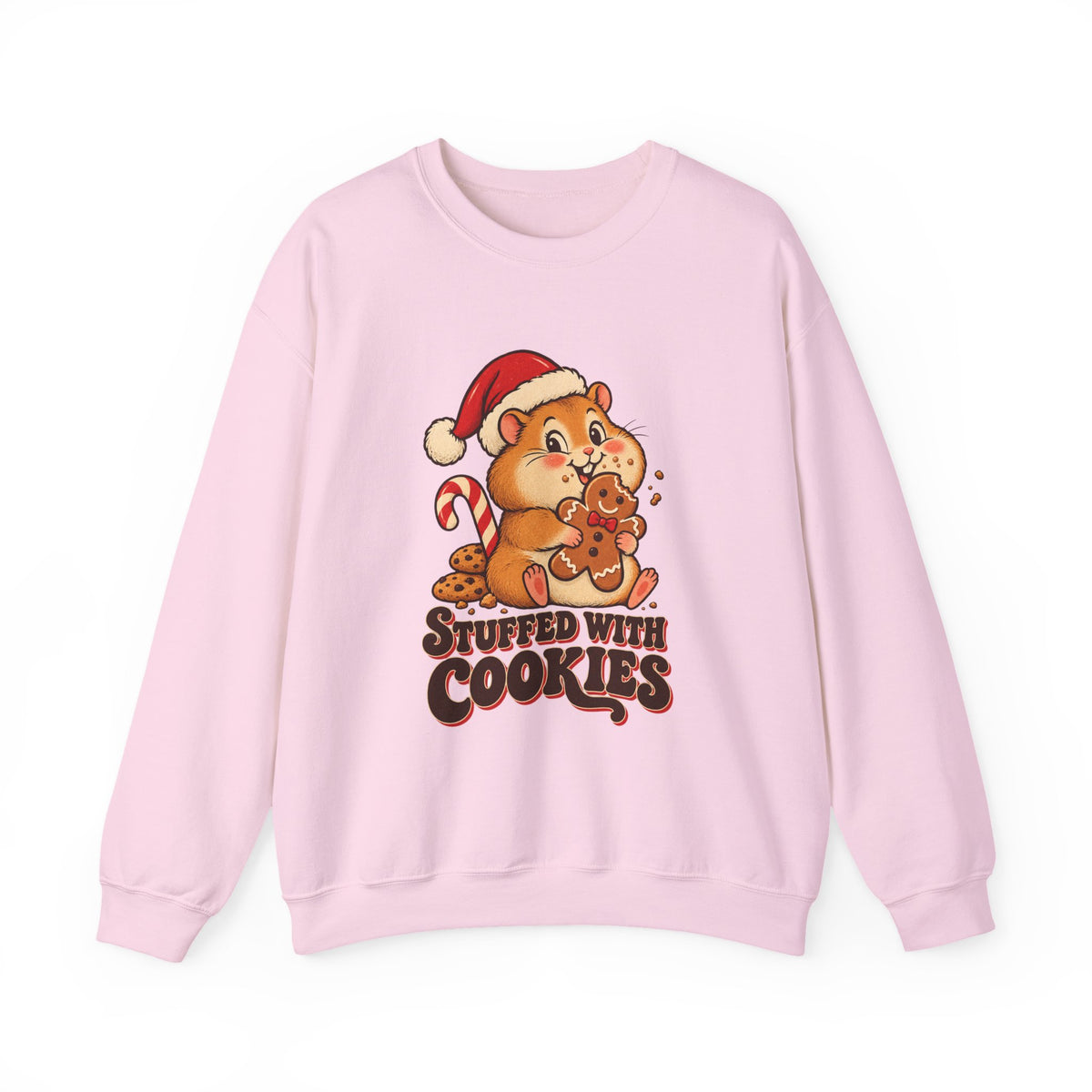 Stuffed With Cookies Christmas Hamster Sweatshirt, Hamster Christmas Crewneck Sweatshirt