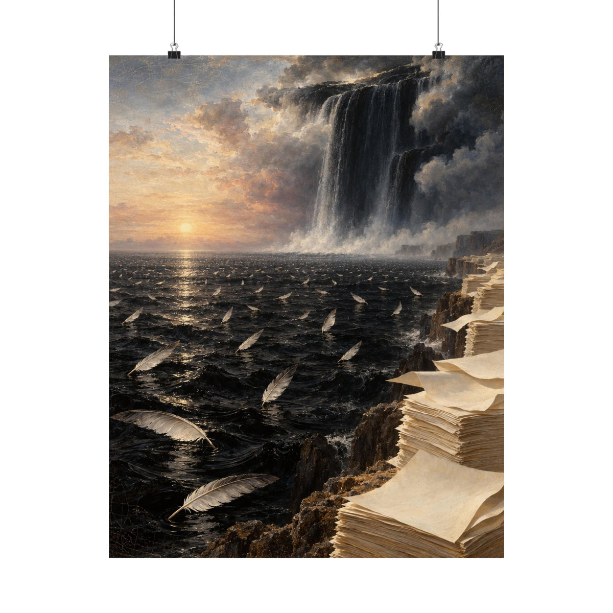If the Sea Were Ink Art Print Poster, Symbolic Oil Painting Wall Art, By Xudeyda