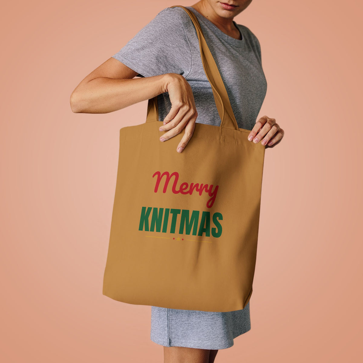 Merry Knitmas Tote Bag, Knitting Project Canvas Tote Bag