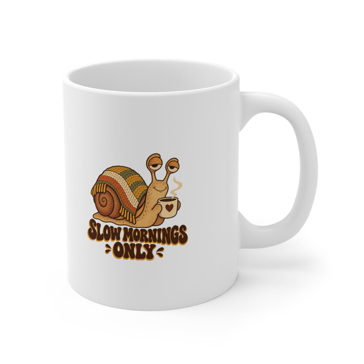 Slow Mornings Only Coffee Snail Mug, Coffee Snail Coffee Mug 11oz lifestyle