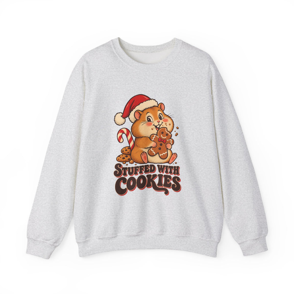 Stuffed With Cookies Christmas Hamster Sweatshirt, Hamster Christmas Crewneck Sweatshirt