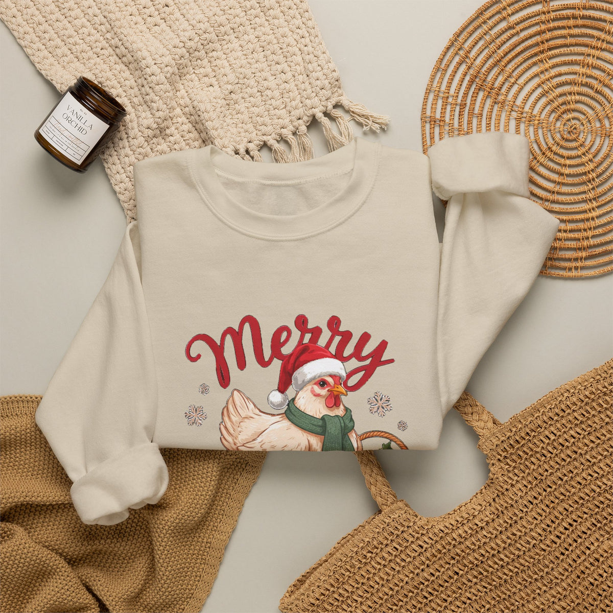 Merry Cluckmas Sweatshirt, Chicken Christmas Crewneck, Chicken Mom Gift