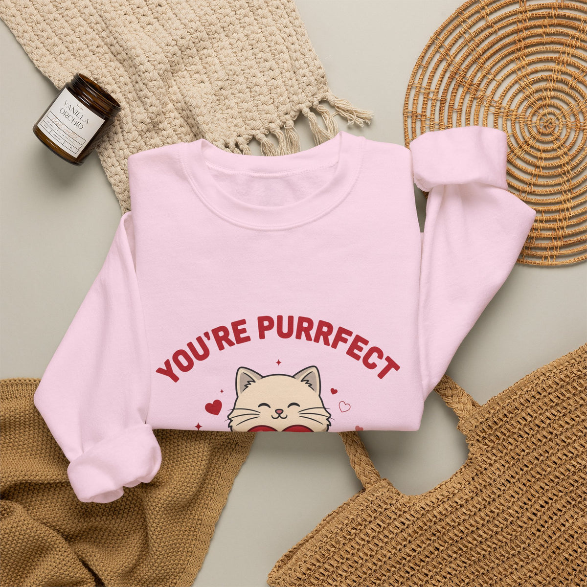 You're Purrfect Valentine Cat Sweatshirt, Cat Valentine Crewneck