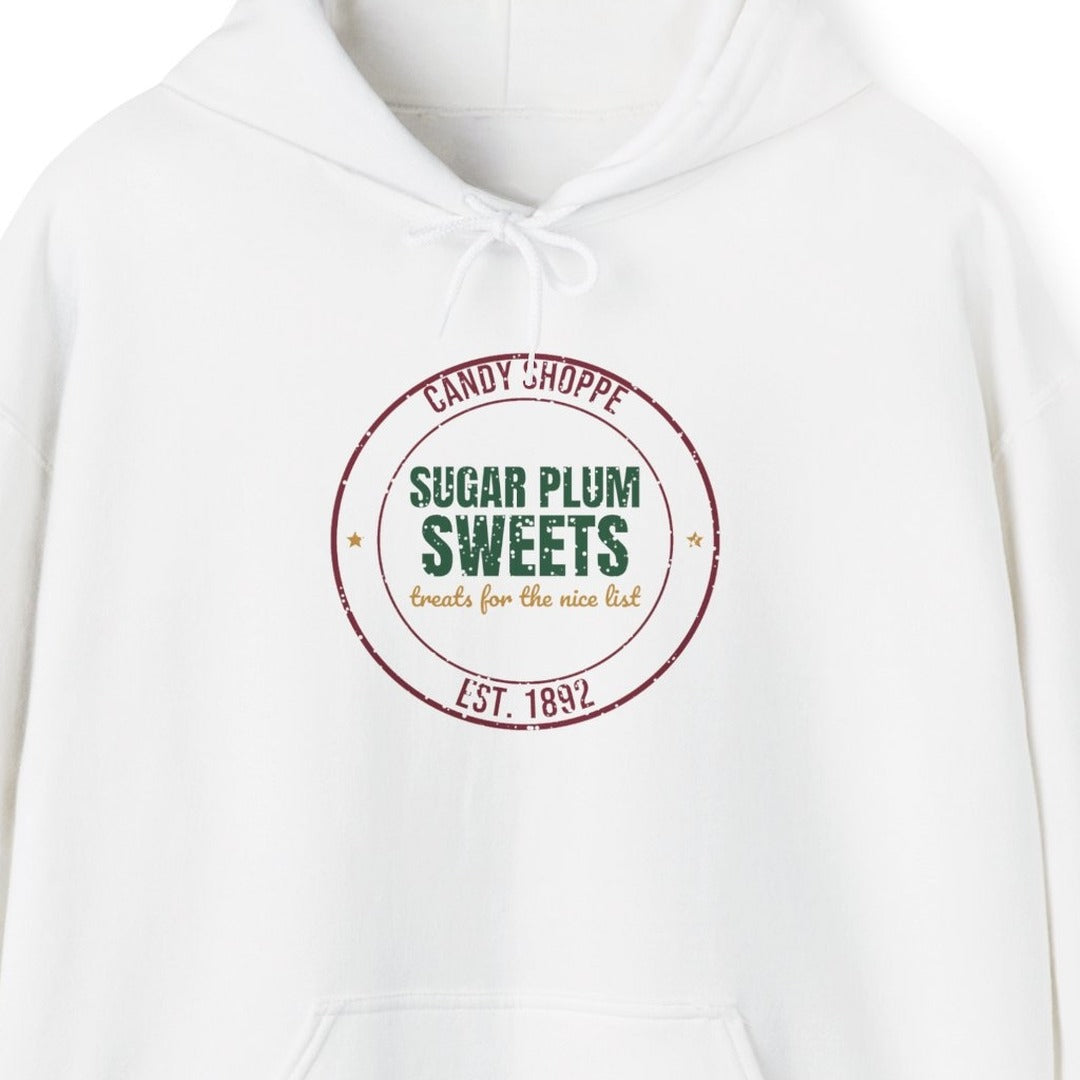 Candy Shoppe Sugar Plum Sweets Est. 1892 Hoodie, Vintage Christmas Hoodie lifestyle