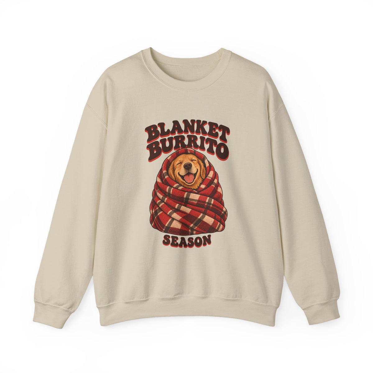 Blanket Burrito Season Golden Retriever Sweatshirt, Cozy Golden Retriever Crewneck Sweatshirt