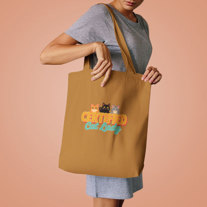 Certified Cat Lady Tote Bag, Retro Cat Lover Canvas Tote