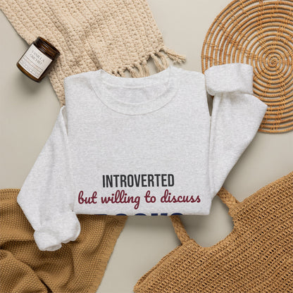 Introverted But Willing to Discuss Books Sweatshirt, Introvert Book Lover Crewneck Sweatshirt