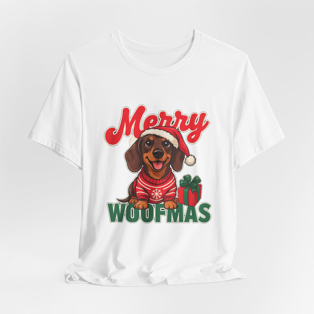 Merry Woofmas Shirt, Dachshund Christmas T-Shirt, Dog Lover Holiday Tee