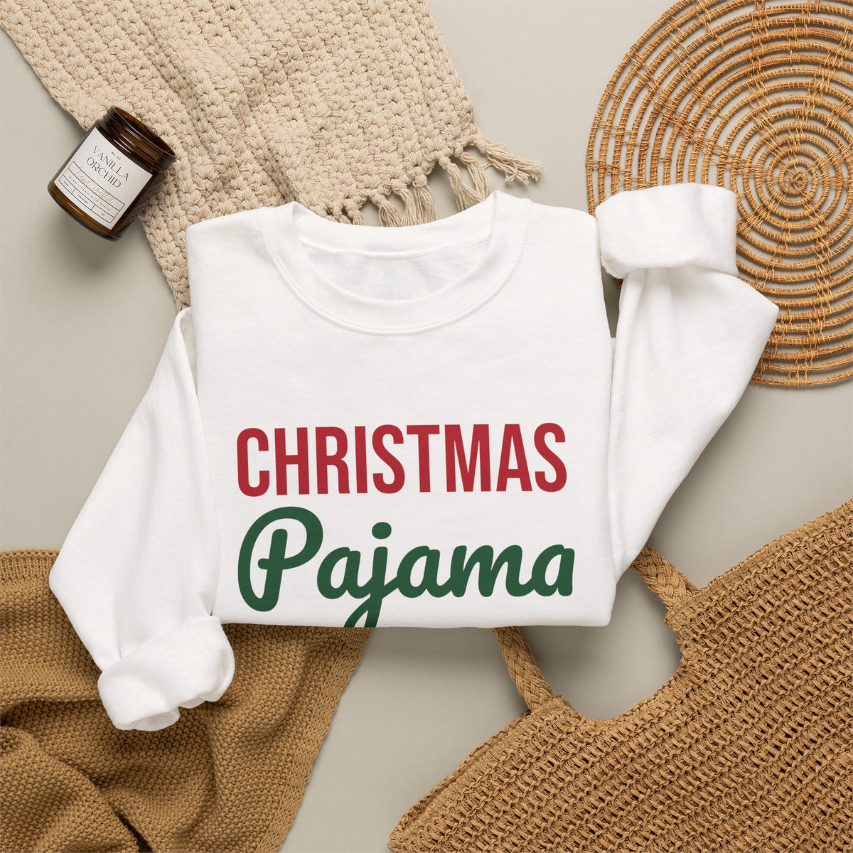 Christmas Pajama Crew Sweatshirt, Matching Family Christmas Crewneck
