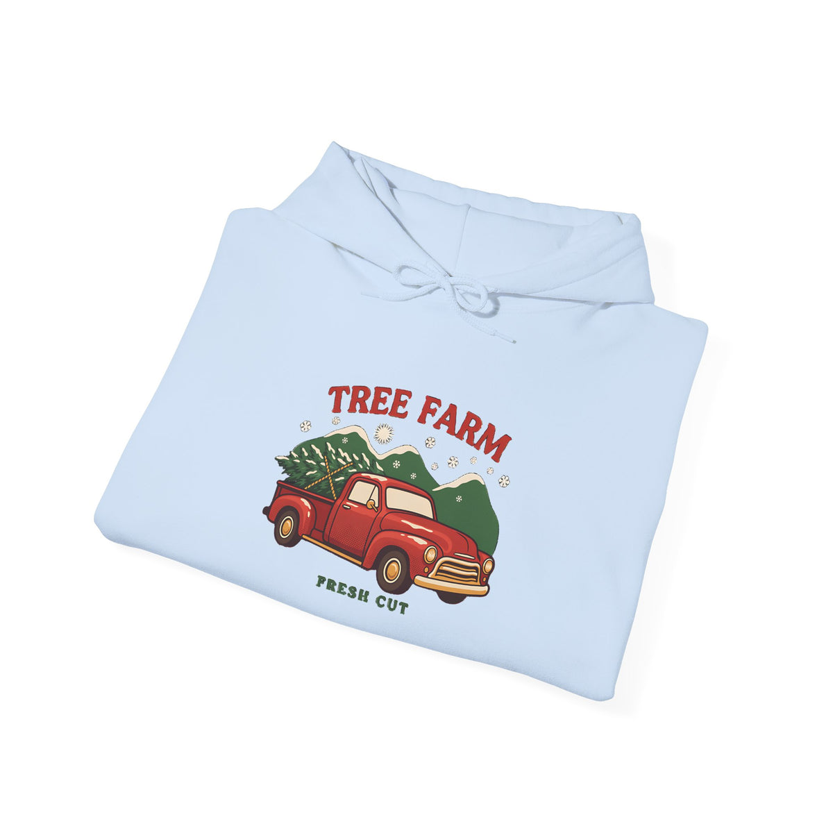 Christmas Tree Farm Hoodie, Vintage Red Truck Christmas Hooded Sweatshirt