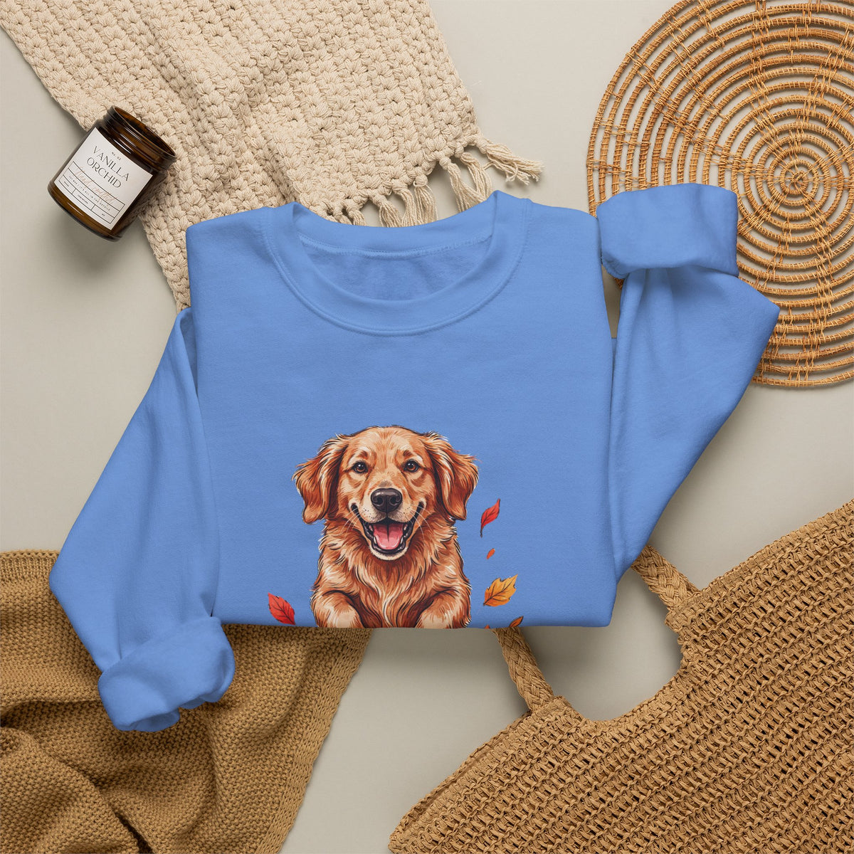 Fall Leaves and Dog Kisses Sweatshirt, Fall Leaves Dog Crewneck Sweatshirt