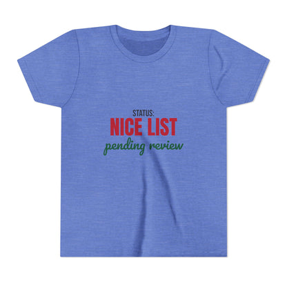 Status Nice List Pending Review Kids Shirt, Kids Nice List Pending Christmas Tee