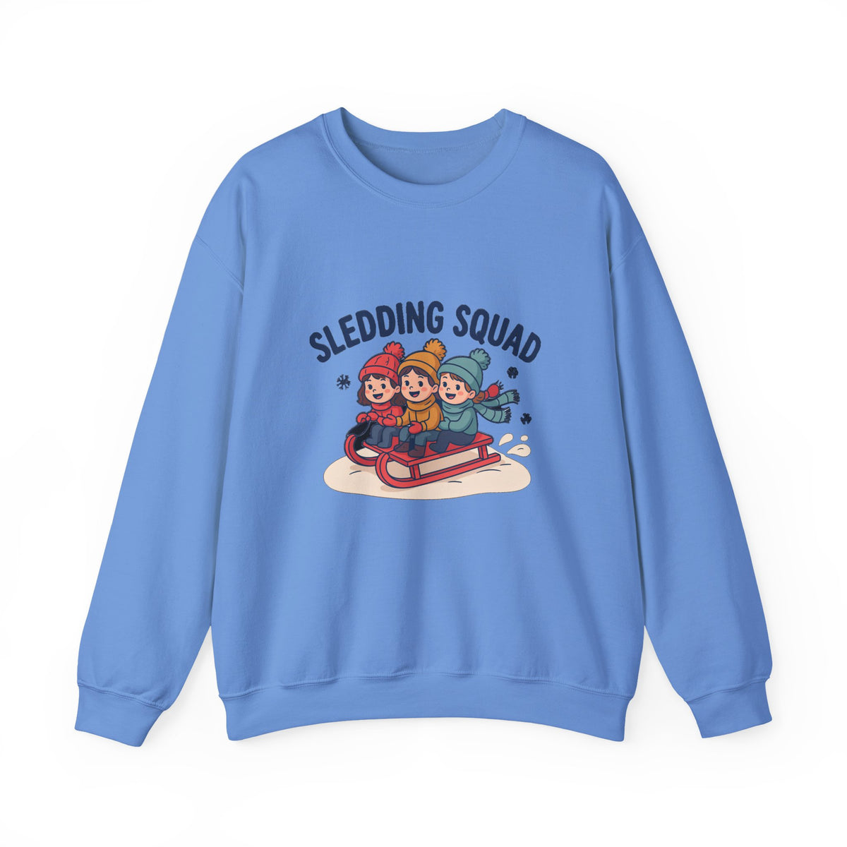 Sledding Squad Winter Kids Sweatshirt, Sledding Squad Crewneck Sweatshirt