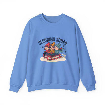 Sledding Squad Winter Kids Sweatshirt, Sledding Squad Crewneck Sweatshirt