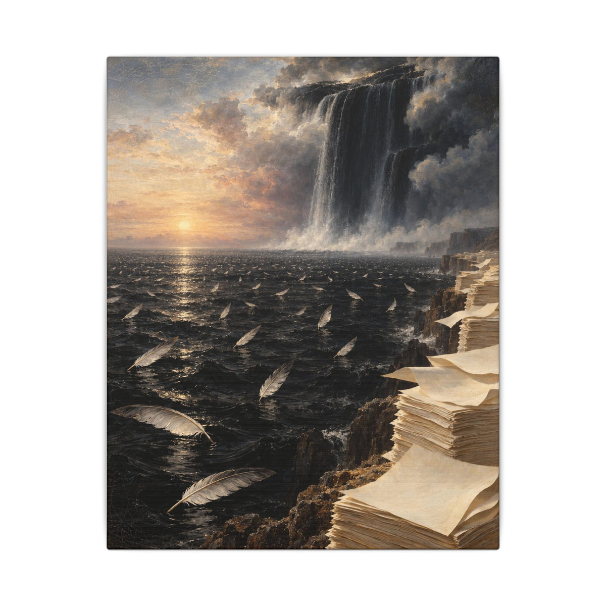 If the Sea Were Ink Canvas Wall Art, Symbolic Oil Painting Print, By Xudeyda