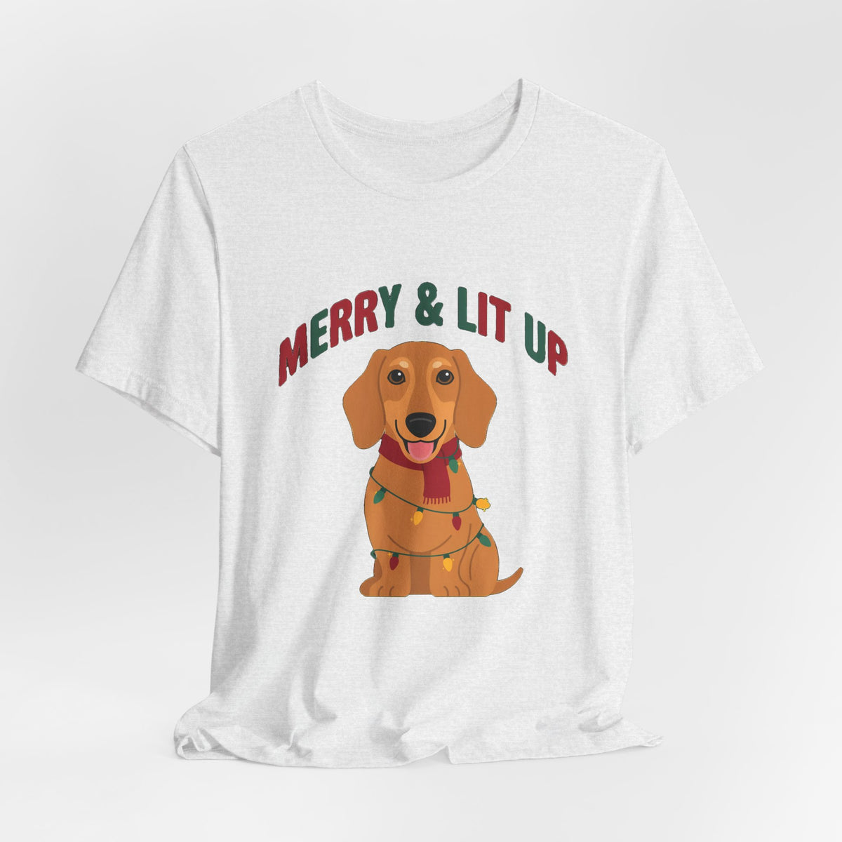 Merry and Lit Up Dachshund Christmas Lights Shirt, Dachshund Christmas Lights T-Shirt