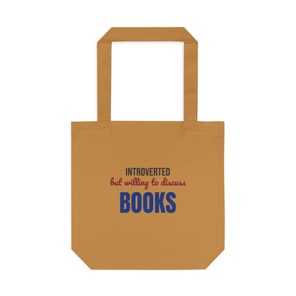 Introverted But Willing to Discuss Books Tote Bag, Introvert Book Lover Canvas Tote Bag