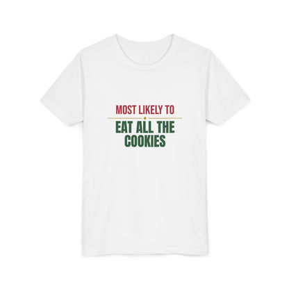 Most Likely To Eat All The Cookies Kids Shirt, Matching Family Christmas Youth T-Shirt