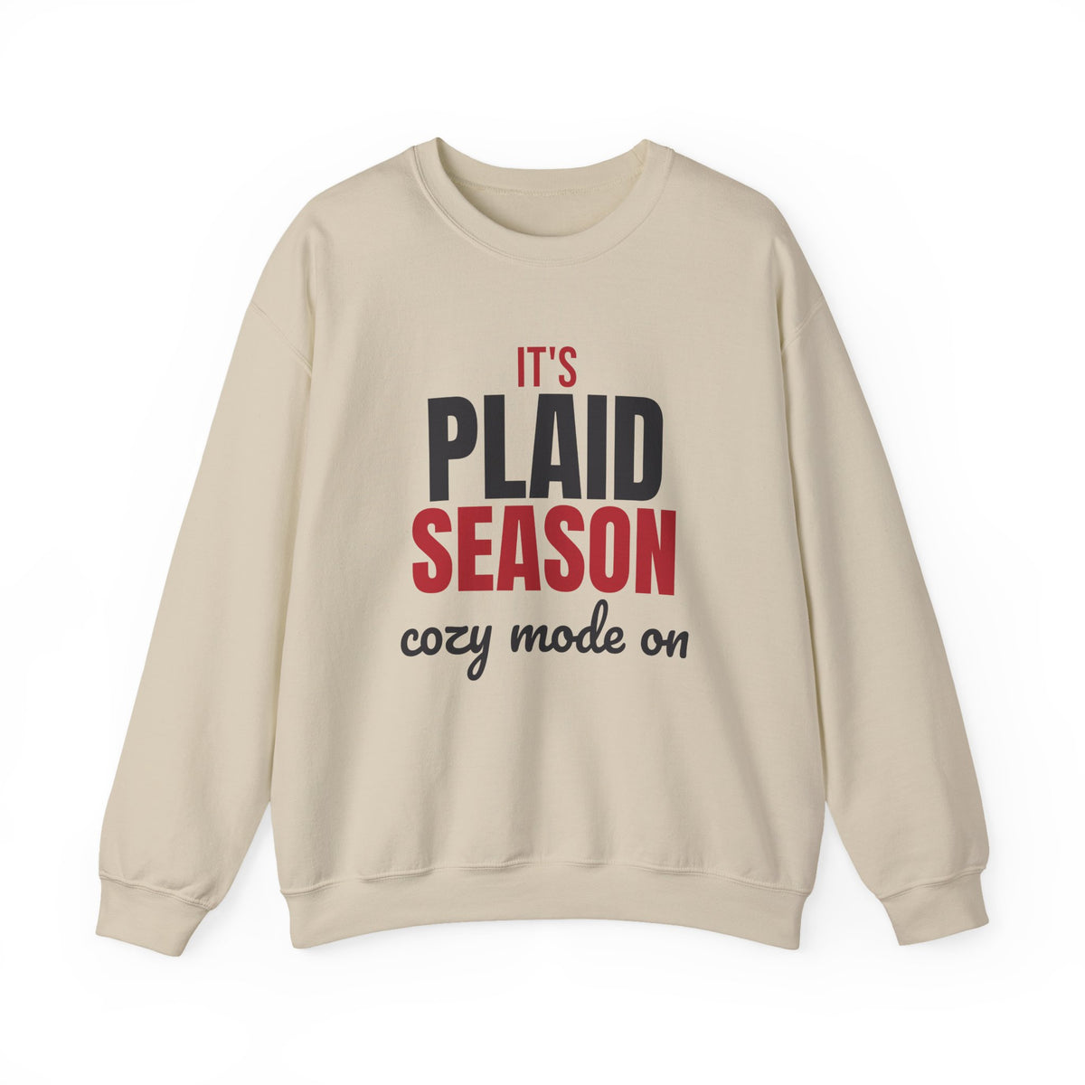 It's Plaid Season Cozy Mode On Sweatshirt, Plaid Season Crewneck Sweatshirt