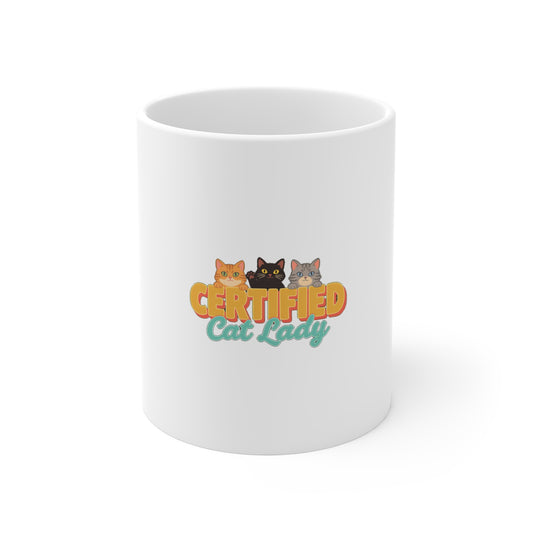 Certified Cat Lady Mug, Cat Lover Coffee Mug, Cat Mom Gift 11oz