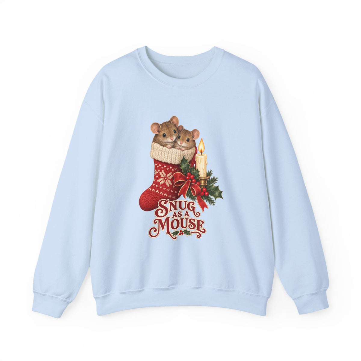 Snug as a Mouse Christmas Stocking Mice Sweatshirt, Christmas Mice Crewneck Sweatshirt