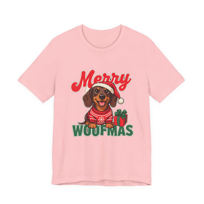 Merry Woofmas Shirt, Dachshund Christmas T-Shirt, Dog Lover Holiday Tee