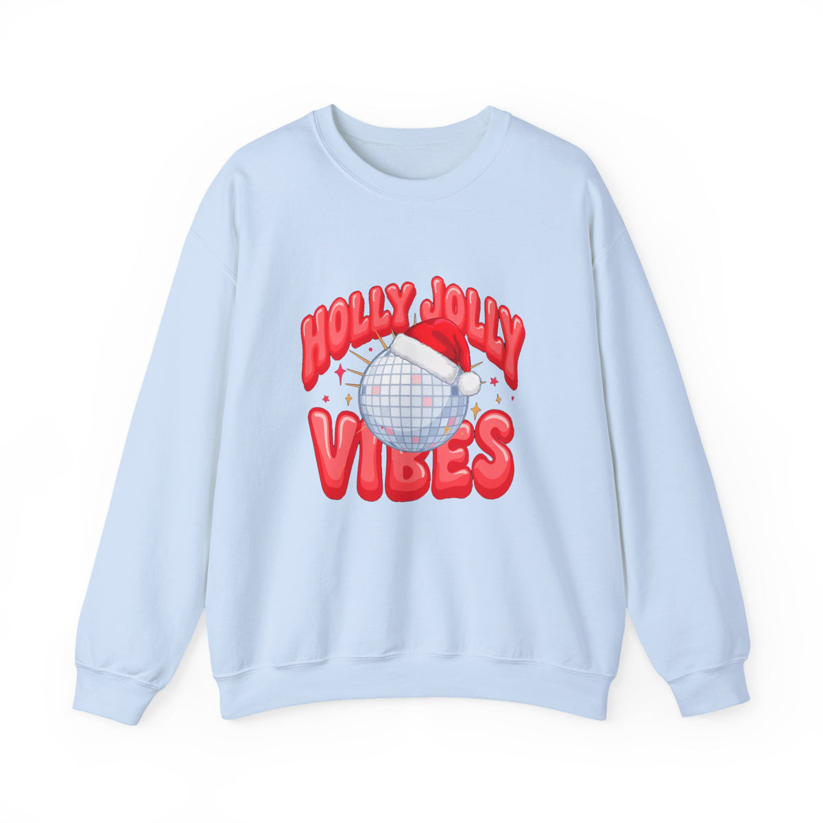 Holly Jolly Vibes Sweatshirt, Retro Disco Christmas Crewneck, Pink Holiday Sweater
