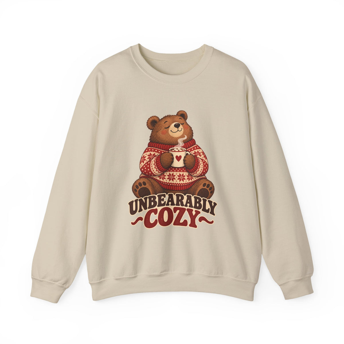 Unbearably Cozy Bear in a Sweater With Cocoa Sweatshirt, Cozy Bear Crewneck Sweatshirt