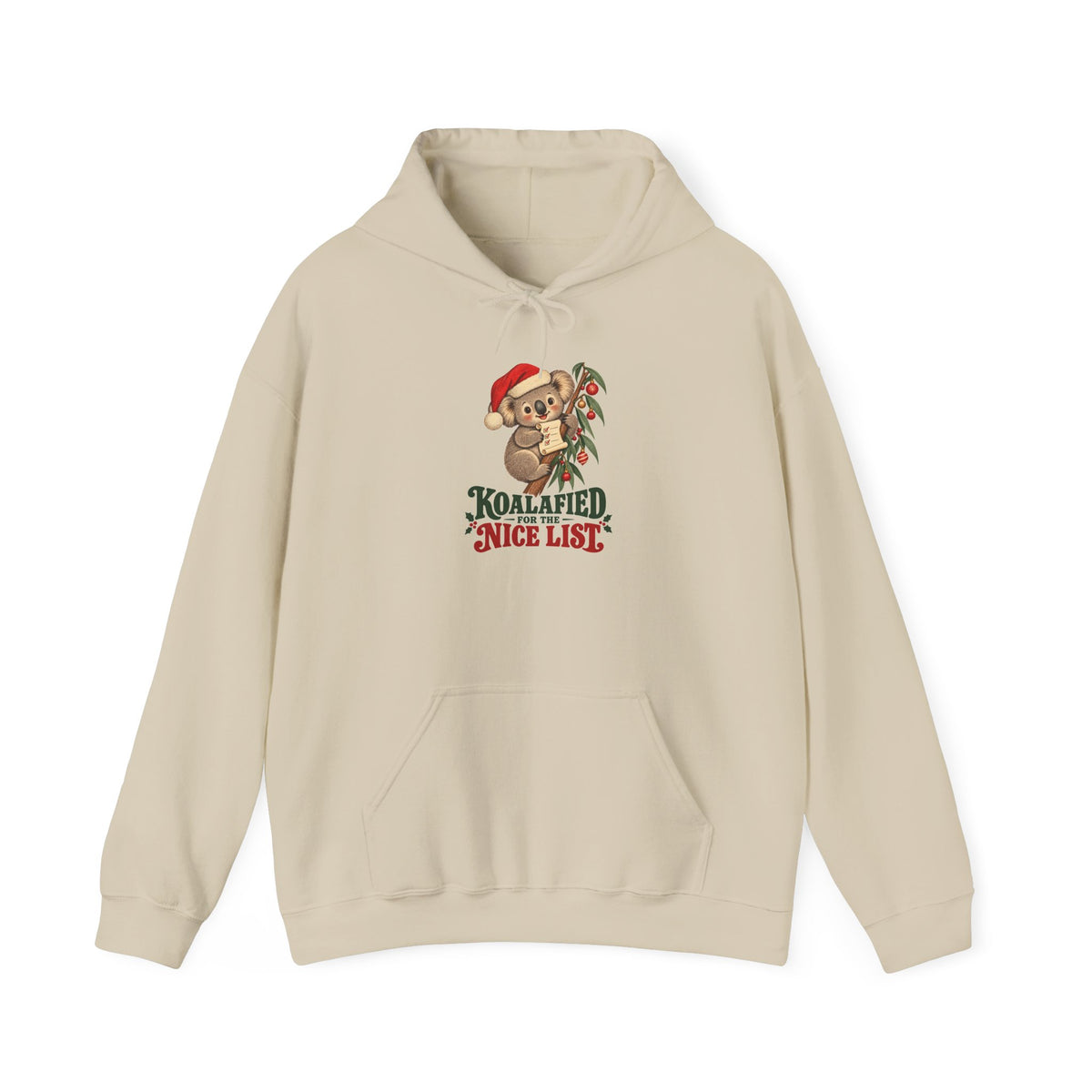 Koalafied for the Nice List Christmas Koala Hoodie, Koala Christmas Hoodie