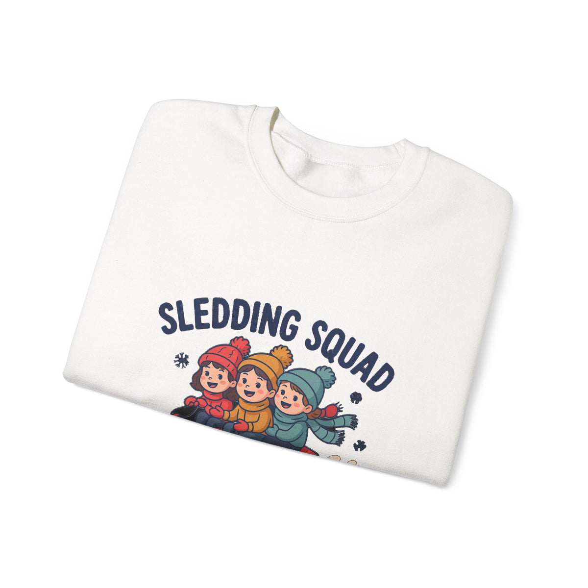 Sledding Squad Winter Kids Sweatshirt, Sledding Squad Crewneck Sweatshirt