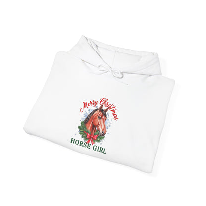 Merry Christmas Horse Girl Hoodie, Horse Lover Christmas Hooded Sweatshirt