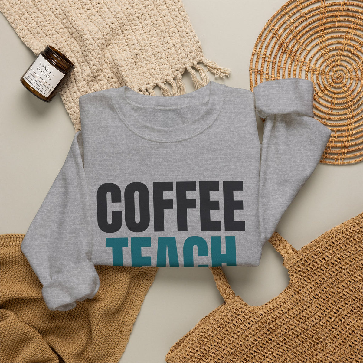 Coffee Teach Repeat Sweatshirt, Teacher Crewneck, Teacher Gift