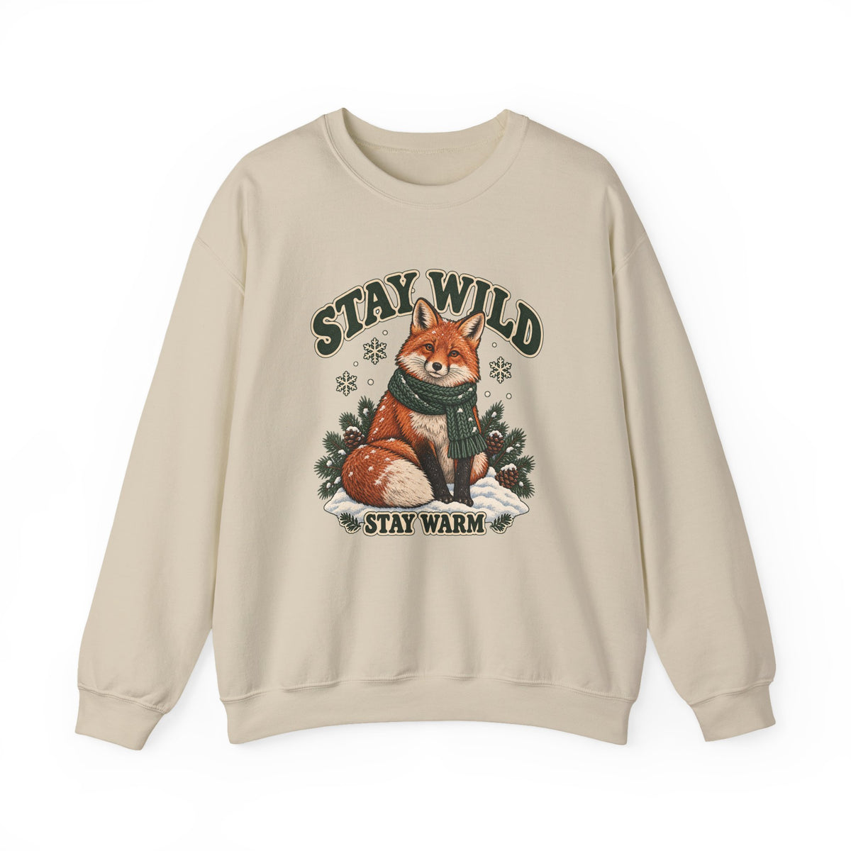 Stay Wild Stay Warm Winter Fox Sweatshirt, Winter Fox Crewneck Sweatshirt