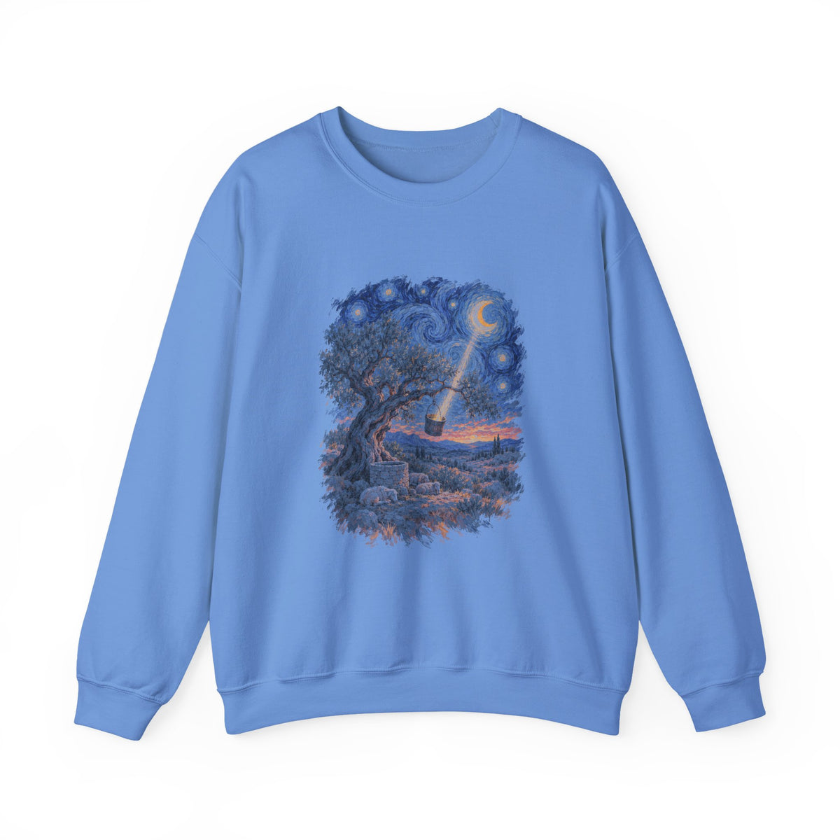 The Tree and the Empty Bucket Sweatshirt, Symbolic Fine Art Crewneck, By Xudeyda