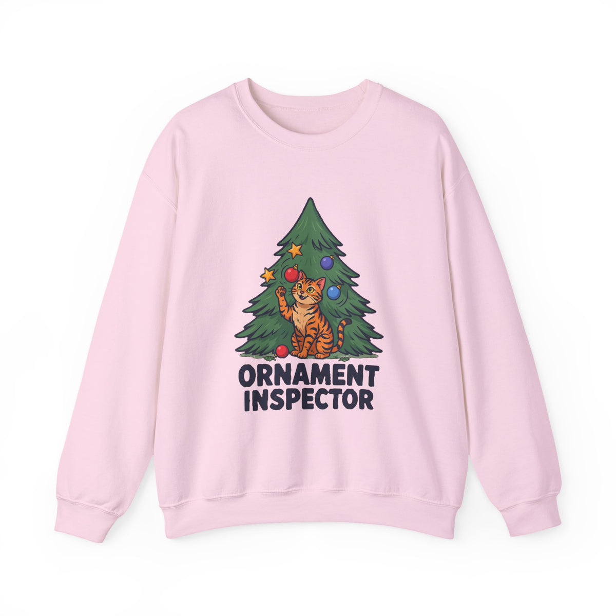 Ornament Inspector Christmas Cat Sweatshirt, Ornament Inspector Cat Crewneck Sweatshirt