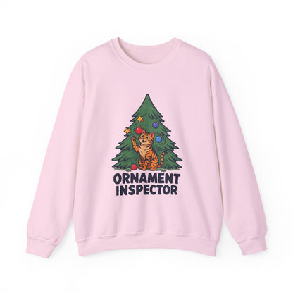 Ornament Inspector Christmas Cat Sweatshirt, Ornament Inspector Cat Crewneck Sweatshirt